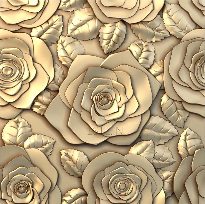 Floral panel (PRS_0003) 3D model for CNC machine