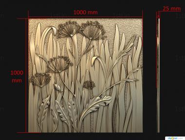 Floral panel (PRS_0007) 3D model for CNC machine