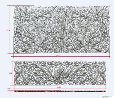 Floral panel (PRS_0009) 3D model for CNC machine