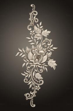 Floral panel (PRS_0011) 3D model for CNC machine