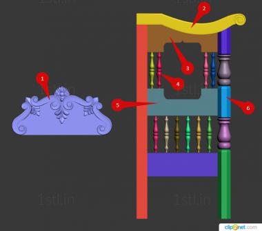 चारपाई की अगली पीठ (SK_0499) सीएनसी मशीन के लिए 3D मॉडल